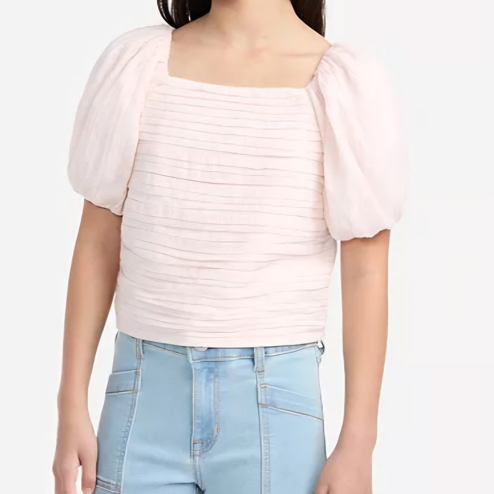 Abercrombie Kids Light Pink Puff Sleeve Blouse